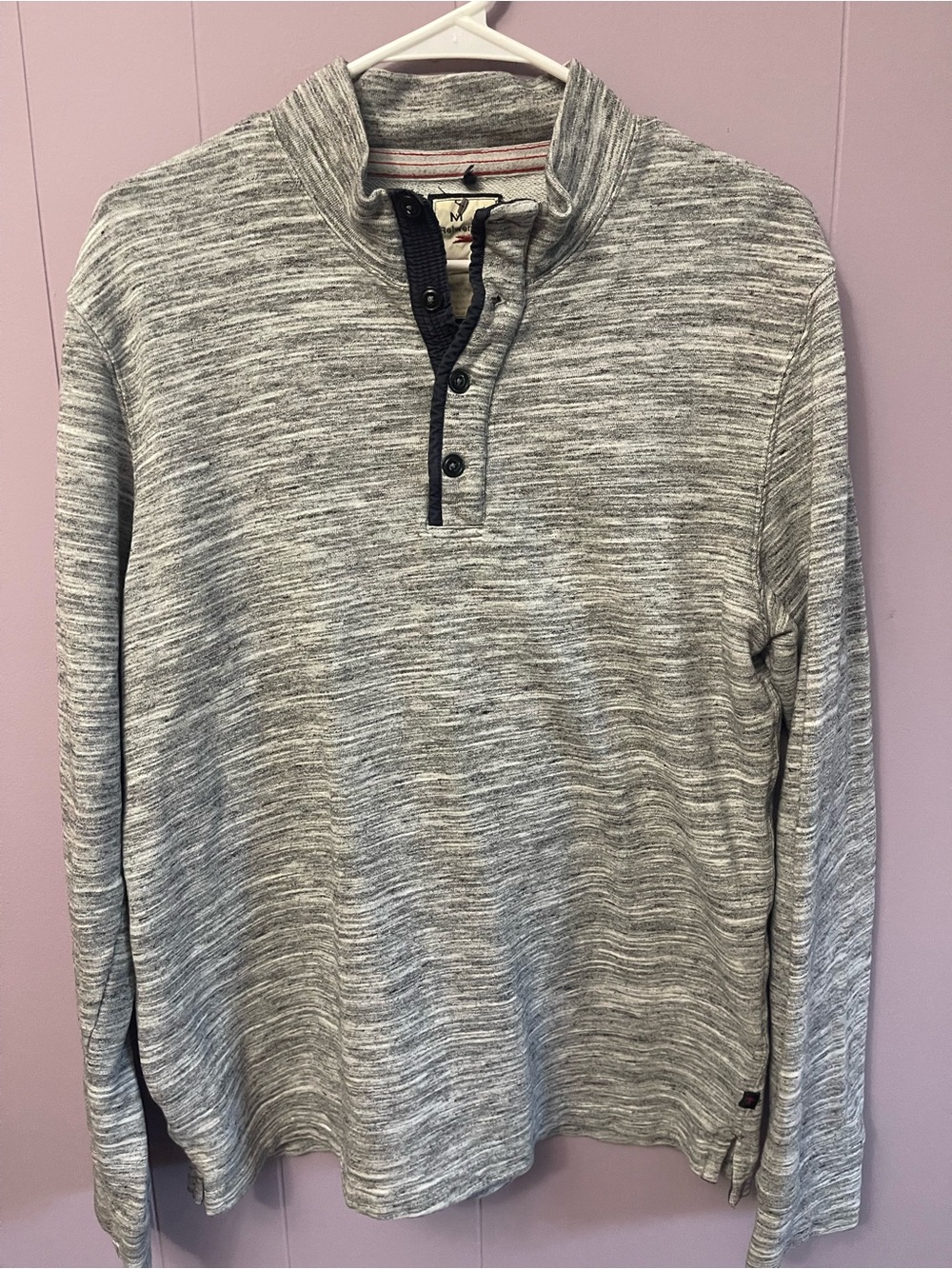 Relwen Men's Lightweight Marled Gray Henley Pullover